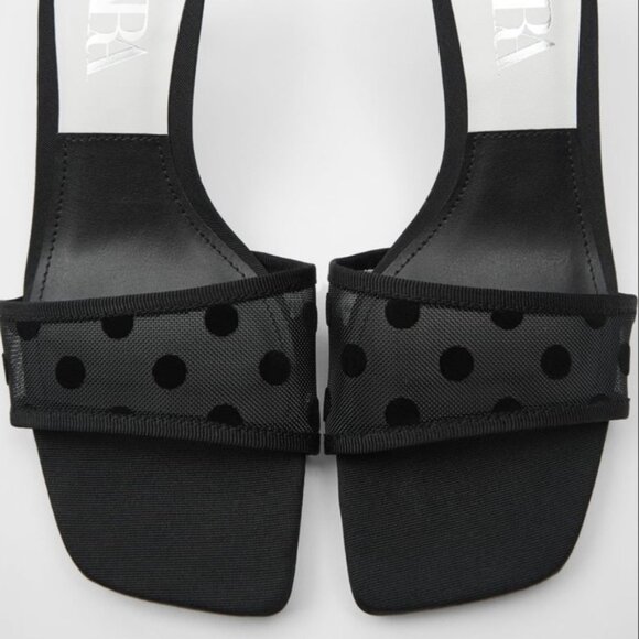 ZARA Black Mesh Heeled Party Sandals Slides 37 NEW 6.5 - Picture 9 of 14